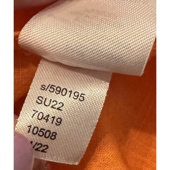 Ann Taylor LOFT blouse XL Tangerine & White Polka Dot Puff Sleeve Lightweight - Picture 7 of 7